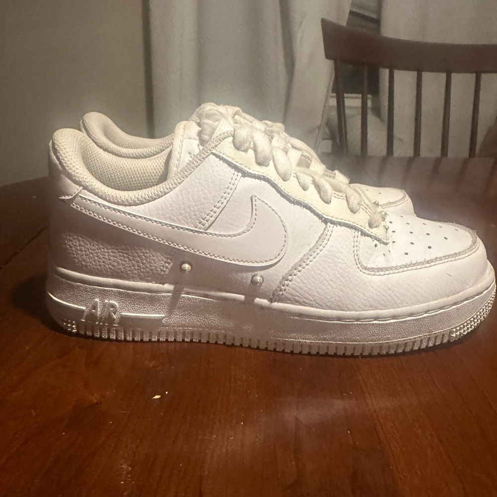 White Nike Air Force Sneakers with pearl detail